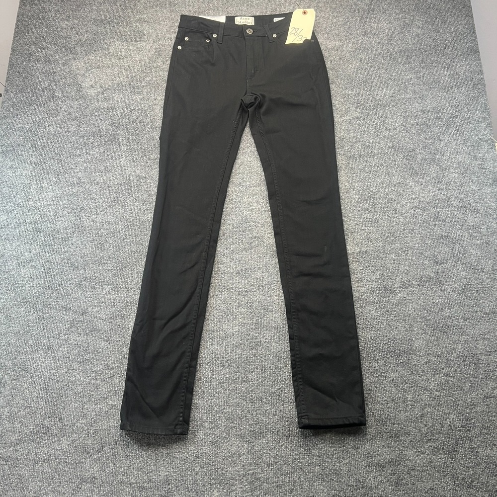 Acne Studios Flex Jeans Womens 27/32 Black Denim Regular Waist Slim Skinny Leg